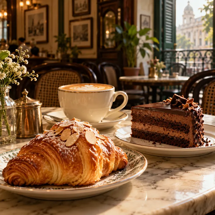 Pastry, cake and coffee at the best coffee shop in kolkata